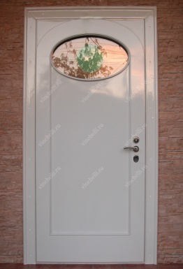 фото Входные двери из дуба Белая входная дверь из массива 1-34