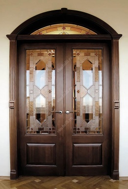 фото Нестандартные двери сложность Lux Арочная дверь с витражом Л-16